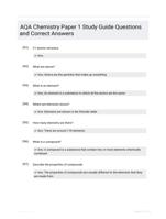 AQA Chemistry Paper 1 Study Guide Questions and Correct Answers