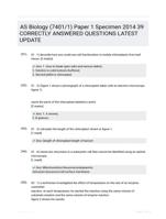 AS Biology (7401/1) Paper 1 Specimen 2014 39 CORRECTLY ANSWERED QUESTIONS LATEST UPDATE