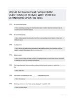 Unit 43 Air Source Heat Pumps EXAM QUESTIONS (41 TERMS) WITH VERIFIED DEFINITIONS UPDATED 2024