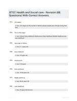 BTEC Health and Social care - Revision |88 Questions| With Correct Answers.