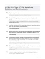 PSYCH 115 FINAL REVIEW Study Guide Questions and Correct Answers