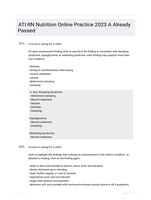 ATI RN Nutrition Online Practice 2023 A Already Passed