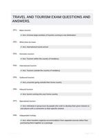 TRAVEL AND TOURISM EXAM QUESTIONS AND ANSWERS.