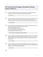 ATI Critical Care Dosage Calculations Study Guide Graded A+