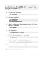 U.S. Citizenship Test 2023 - 2024 session - NJ Study Guide Graded A+