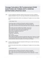 Dosage Calculation RN Fundamentals EXAM QUESTIONS (50 TERMS) WITH VERIFIED DEFINITIONS UPDATED 2024