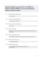 Mental Health Proctored ATI, ATI MENTAL HEALTH PROCTORED, ATI proctored Mental Health Already Passed