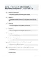 BIOEE 1610 Prelim 1 105 CORRECTLY ANSWERED QUESTIONS LATEST UPDATE