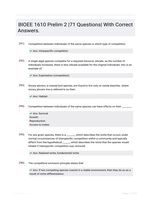 BIOEE 1610 Prelim 2 |71 Questions| With Correct Answers.