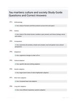 fau martienz culture and society Study Guide Questions and Correct Answers