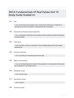 RECA Fundamentals Of Real Estate Unit 10 Study Guide Graded A+