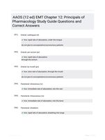 AAOS (12 ed) EMT Chapter 12: Principals of Pharmacology Study Guide Questions and Correct Answers