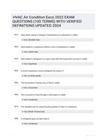 HVAC Air Condition Esco 2022 EXAM QUESTIONS (100 TERMS) WITH VERIFIED DEFINITIONS UPDATED 2024