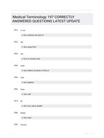 Medical Terminology 197 CORRECTLY ANSWERED QUESTIONS LATEST UPDATE