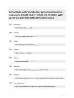 Encantado with Vocabulary & Comprehension Questions EXAM QUESTIONS (20 TERMS) WITH VERIFIED DEFINITIONS UPDATED 2024