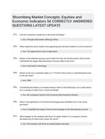 Bloomberg Market Concepts: Equities and Economic Indicators 56 CORRECTLY ANSWERED QUESTIONS LATEST UPDATE