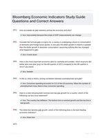 Bloomberg Economic Indicators Study Guide Questions and Correct Answers