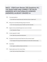 NACC - PSW Exam Review 200 Questions ALL 192 QUESTIONS AND CORRECT DETAILED ANSWERS WITH RATIONALES (VERIFIED ANSWERS) |ALREADY GRADED A+