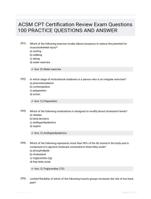 ACSM CPT Certification Review Exam Questions 100 PRACTICE QUESTIONS AND ANSWER