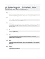 AP Biology Semester 1 Review Study Guide Questions and Correct Answers