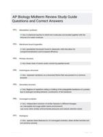 AP Biology Midterm Review Study Guide Questions and Correct Answers