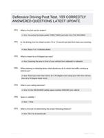 Defensive Driving Post Test. 159 CORRECTLY ANSWERED QUESTIONS LATEST UPDATE