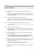 IHSA Basketball Test Study Guide Questions and Correct Answers