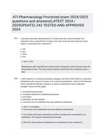 ATI Pharmacology Proctored exam 2024/2025 questions and answers(LATEST 2024 /2025UPDATE) 242 TESTED AND APPROVED 2024