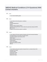 NBDHE Medical Conditions |214 Questions| With Correct Answers.