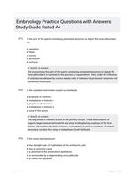 Embryology Practice Questions with Answers Study Guide Rated A+