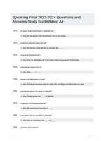 Speaking Final 2023-2024 Questions and Answers Study Guide Rated A+