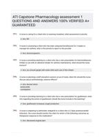 ATI Capstone Pharmacology assessment 1 QUESTIONS AND ANSWERS 100% VERIFIED A+ GUARANTEED