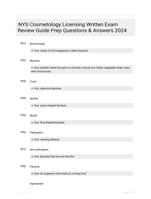 NYS Cosmetology Licensing Written Exam Review Guide Prep Questions & Answers 2024