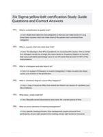 Six Sigma yellow belt certification Study Guide Questions and Correct Answers