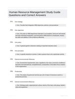 Human Resource Management Study Guide Questions and Correct Answers