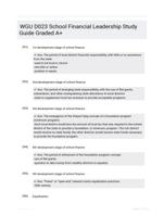 WGU D023 School Financial Leadership Study Guide Graded A+