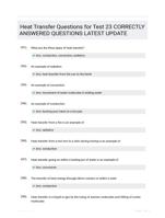 Heat Transfer Questions for Test 23 CORRECTLY ANSWERED QUESTIONS LATEST UPDATE