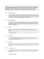 AP Microeconomics Key Terms (Crash Course) Study Guide Questions and Correct Answers