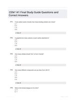 CEM 141 Final Study Guide Questions and Correct Answers