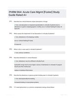 PHRM 864: Acute Care Mgmt [Foster] Study Guide Rated A+