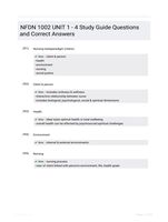 NFDN 1002 UNIT 1 - 4 Study Guide Questions and Correct Answers