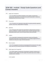 SCM 300 - module 1 Study Guide Questions and Correct Answers