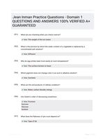 Jean Inman Practice Questions - Domain 1 QUESTIONS AND ANSWERS 100% VERIFIED A+ GUARANTEED