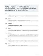 IELTS: Advanced Social Relationships Vocabulary Set 1 QUESTIONS AND ANSWERS 100% VERIFIED A+ GUARANTEED