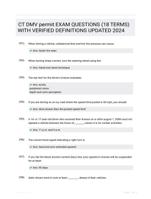 CT DMV permit EXAM QUESTIONS (18 TERMS) WITH VERIFIED DEFINITIONS UPDATED 2024