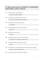 CT DMV permit test 43 CORRECTLY ANSWERED QUESTIONS LATEST UPDATE