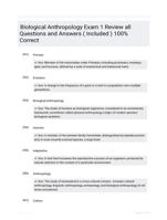 Biological Anthropology Exam 1 Review all Questions and Answers ( Included ) 100% Correct