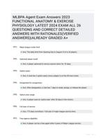 MLBPA Agent Exam Answers 2023 FUNCTIONAL ANATOMY & EXERCISE PHYSIOLOGY LATEST 2024 EXAM ALL 26 QUESTIONS AND CORRECT DETAILED ANSWERS WITH RATIONALES(VERIFIED ANSWERS)|ALREADY GRADED A+