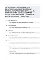 MLBPA Agent Exam Answers 2023 FUNCTIONAL ANATOMY & EXERCISE PHYSIOLOGY LATEST 2024 EXAM ALL 26 QUESTIONS AND CORRECT DETAILED ANSWERS WITH RATIONALES(VERIFIED ANSWERS)|ALREADY GRADED A+