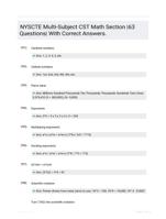 NYSCTE Multi-Subject CST Math Section |63 Questions| With Correct Answers.